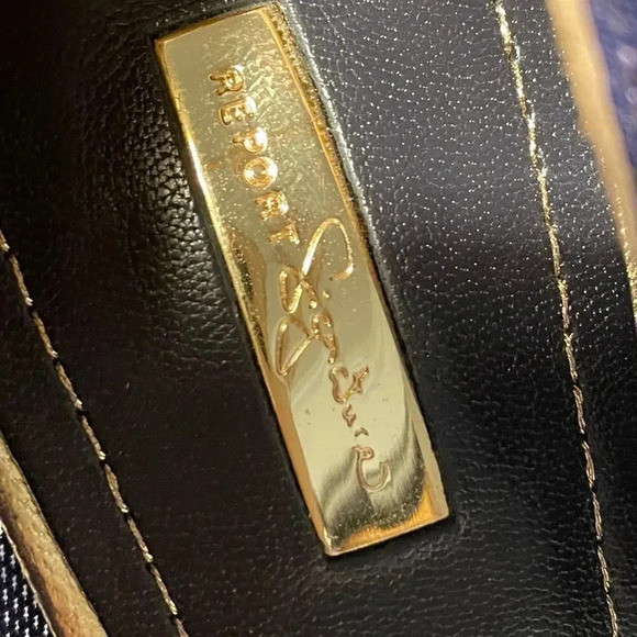 REPORT SIGNATURE TOLUCA2 PEEP TOE HEELS METALLIC GOLD AND DENIM BLUE SIZE 8 - Picture 11 of 15